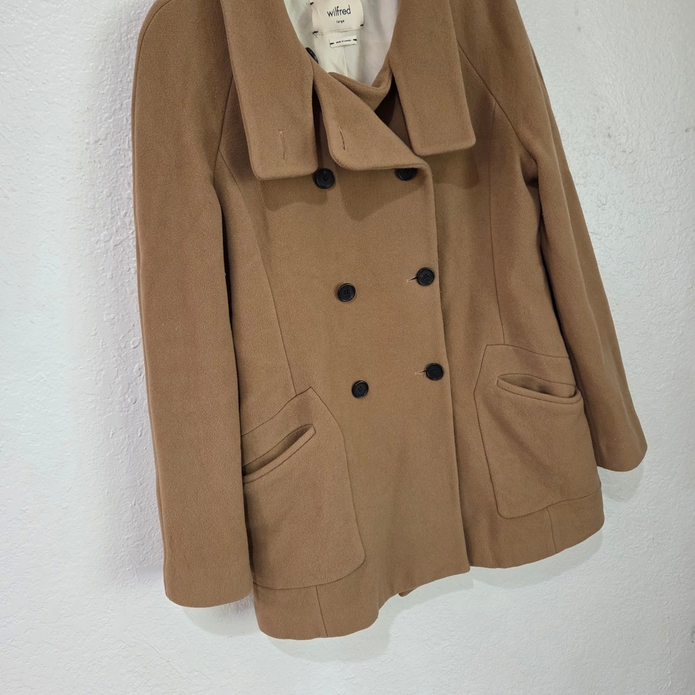 Wilfred‎ Peacoat Women's Large Wool Cashmere Deer Skin Double Breasted Luxury - Picture 6 of 16